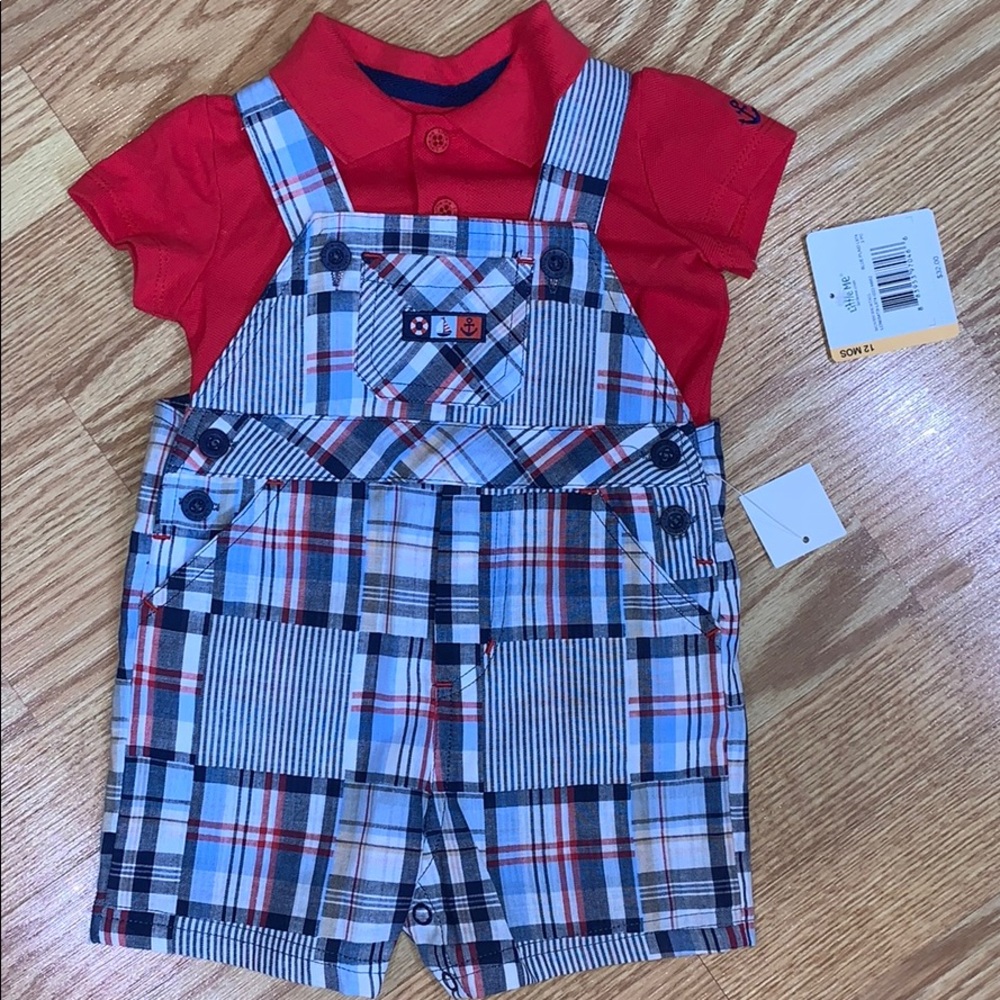 NWT Little Me overall 2 piece set